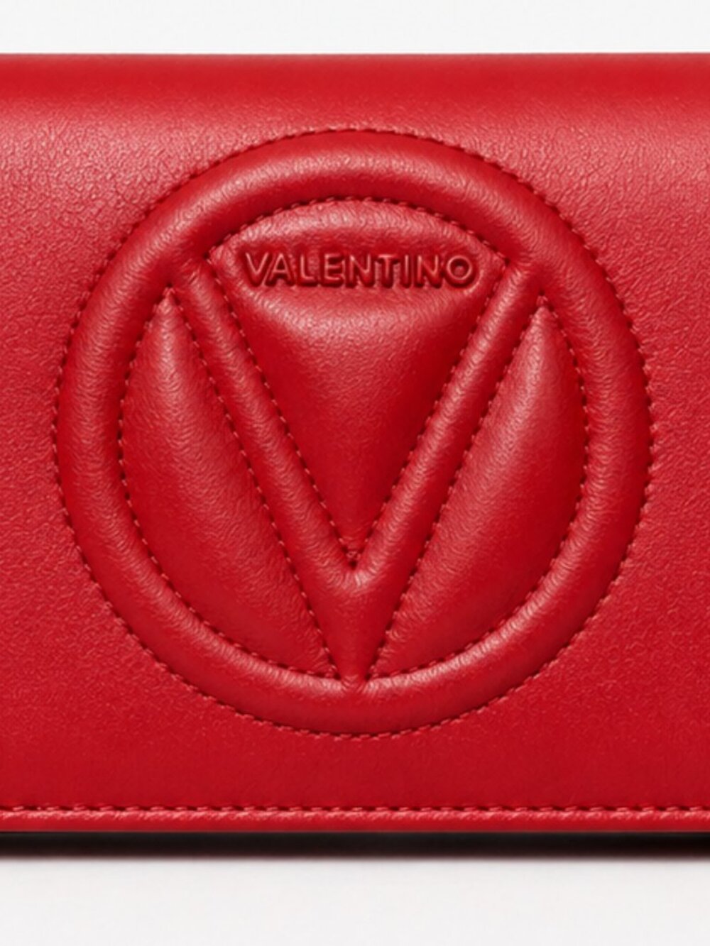 MARIO VALENTINO SPA Red Leather Chain Wallet Clutch V Logo - Picture 2 of 11